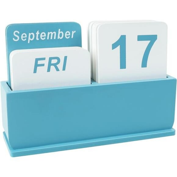 Wooden Desk Calendar Perpetual Daily Flip Display Farmhouse Office Decor Gift - Picture 1 of 8